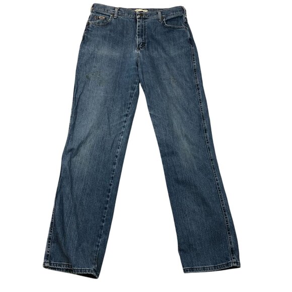 Lee Women's Jeans Size 12 Long Relaxed Straight Leg At The Waist Blue Denim Casu - Picture 1 of 16